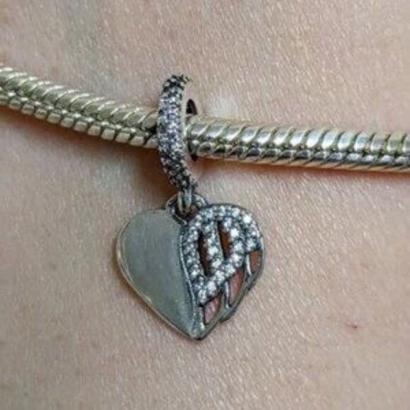 Silver Heart Charm with Crystals - Picture 5 of 5